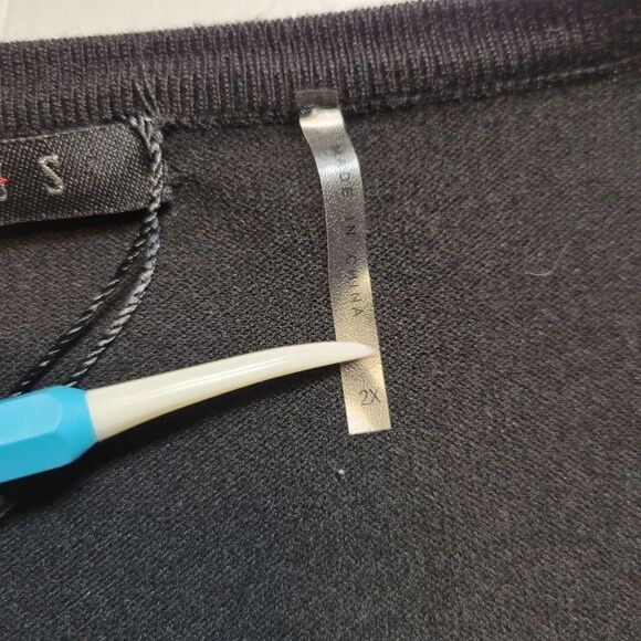 Cyrus Black Knit Sweater Cardigan Topper with Mesh Trim Women's Plus Size 2X NEW - Picture 8 of 12